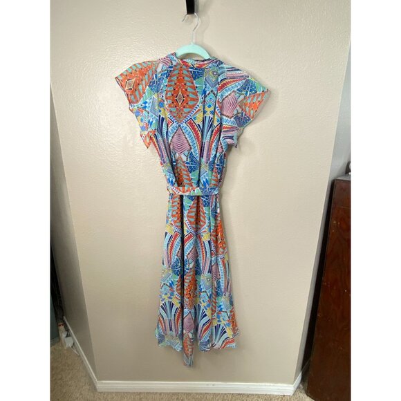 Be By Chetta B Womens Multi-Color Midi Dress Size 10 Abstract Print Short Sleeve - Picture 3 of 7
